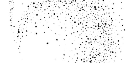 Falling confetti stars. Black stars on a white background. Festive background. Abstract texture on a white background. Design element. Vector illustration, eps 10.