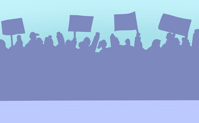 Naklejka premium Fondo de protesta con personas levantando carteles