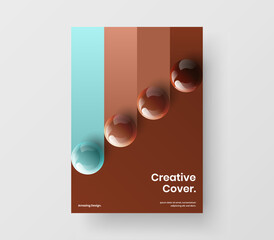 Creative book cover A4 design vector illustration. Geometric realistic spheres presentation template.