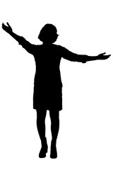  silhouette of a woman who wants to give you a hug on white background