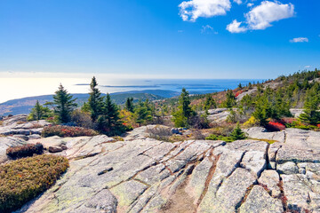Ocean view from Cadillac Mountain in Acadia National Park in Maine - obrazy, fototapety, plakaty