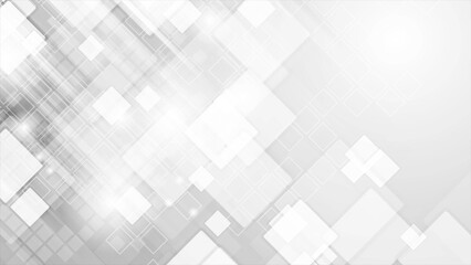 Grey white glossy squares abstract hi-tech design