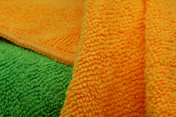 orange and green and kitchen towels