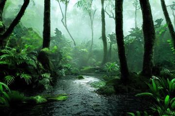 Obraz premium rain forest nature background 