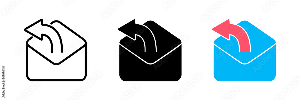 Poster sending letter by email vector line icon. closed envelope with arrow in circle. information letter w