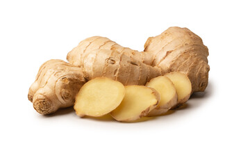 Ginger root isolated on white background.