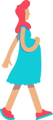 Pregnant ginger haired woman semi flat color vector character. Healthy pregnancy. Walking figure. Full body person on white. Simple cartoon style illustration for web graphic design and animation