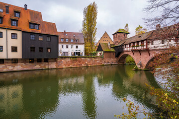 Fototapeta premium Nurnberg City Pegnitz River riverside view in Germany