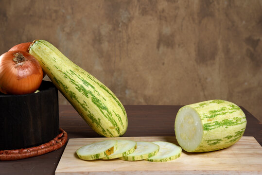 green pumpkin vegetables natural tasty used in salads and vegan cooking