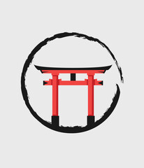 A torii is a traditional Japanese gate logo design trendy graphic, torii japanese zen logo vector illustration design