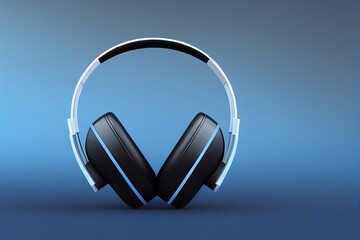 Fototapeta na wymiar headphones isolated on blue background