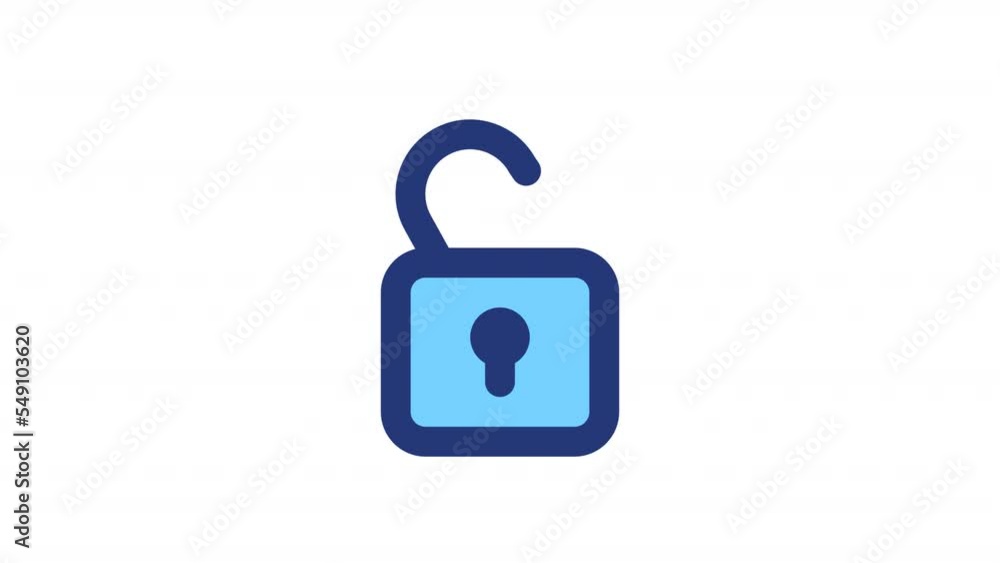 Poster Animated open padlock color ui icon. Successful log in. Cybersecurity. Seamless loop HD video with alpha channel on transparent background. Simple filled line RGB pictogram animation