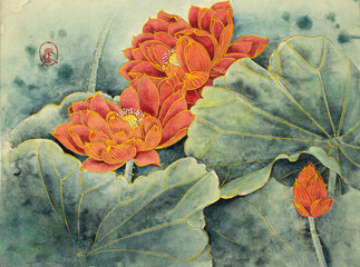 bright lotus flowers - 549103604