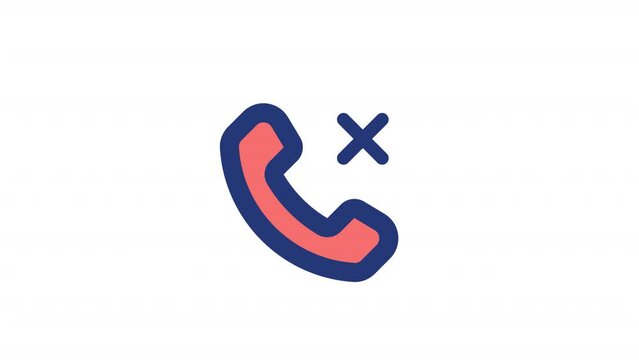 Animated call failure color ui icon. Telecommunication. Dialling error. Seamless loop HD video with alpha channel on transparent background. Simple filled line RGB pictogram animation