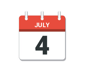 July 4th calendar icon vector.