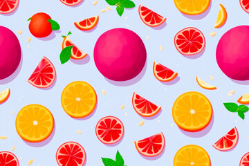 Seamless pattern with fruits and oranges