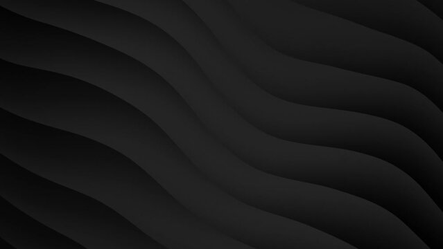Abstract gradient black and gray waves background. Seamless looped.