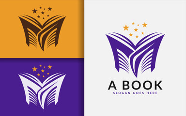 Fototapeta na wymiar Book Logo Design. Abstract Book with Star Combination Concept.