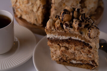 photo of a cut piece of pecan cake