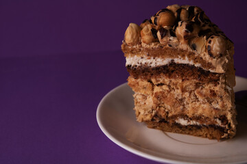 photo of a cut piece of walnut cake
