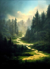 sunrise in the forest 