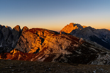 Tre Cime de Laveredo, Dolomity, Włochy, Italy, Tyrol, Alpy, góry - obrazy, fototapety, plakaty