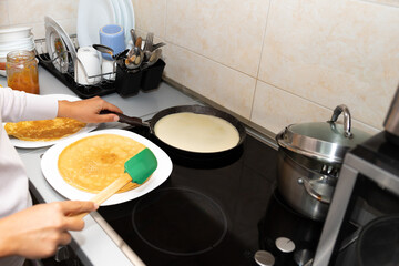 The process of cooking pancakes at home