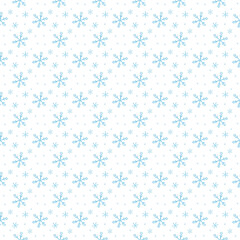 Christmas seamless pattern with snowflakes..Watercolor hand painted seamless pattern with blue snowflakes.