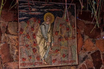 Religious icon in Saint Catherine's monastery (or Sacred Monastery of the God-Trodden Mount Sinai)...