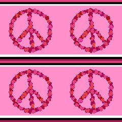 Valentines hearts seamless peace sign pattern for wrapping paper and fabrics and linens and kids clothes print