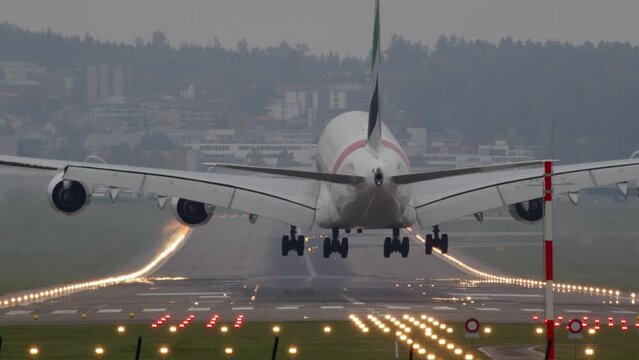 Airbus A380-800 landing at the airport