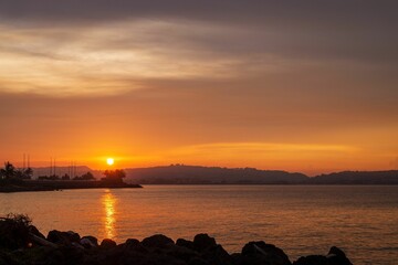 Scenic seascape during sunset