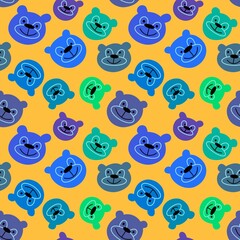 Fototapeta premium Cartoon toys animals seamless fluffy bears pattern for wrapping paper and fabrics and kids clothes print
