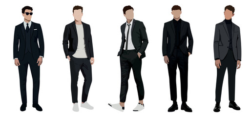 Set of businessmen on a white background in business suits in a flat style. set of vector illustrations of stylish and fashionable men