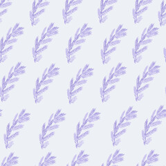 Watercolor purple flowers on white background seamless patter