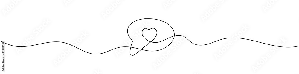 Wall mural Continuous line drawing of speech bubble. One line drawing background. Vector illustration. Linear drawing of a speech bubble