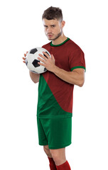Soccer player with the uniform of his country.