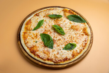 delicious pizza with cheese and vegetables

