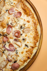 delicious pizza with cheese and vegetables
