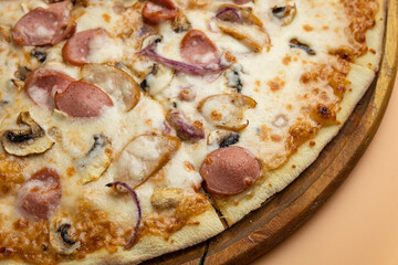 delicious pizza with cheese and vegetables

