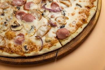 delicious pizza with cheese and vegetables
