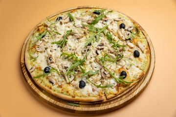 delicious pizza with cheese and vegetables
