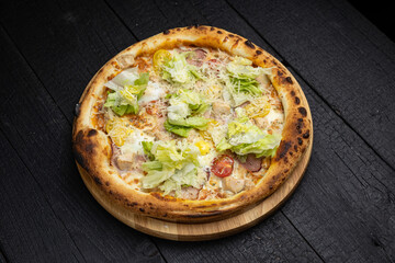 delicious pizza with cheese and vegetables
