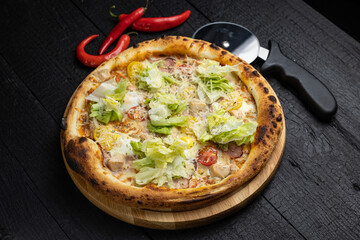 delicious pizza with cheese and vegetables
