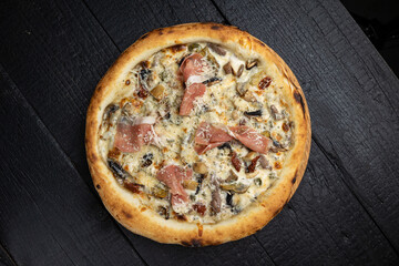 delicious pizza with cheese and vegetables

