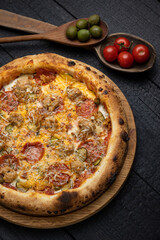 delicious pizza with cheese and vegetables
