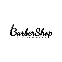 Letter Barbershop. Isolated on a white background.Letter Barbershop with razor in B letter