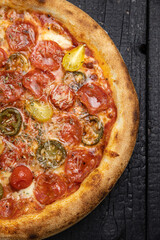 delicious pizza with cheese and vegetables
