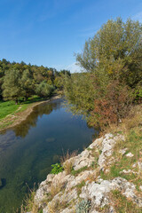 Fototapeta na wymiar Amazing Landscape of Vit river, passing near village of Aglen, Bulgaria