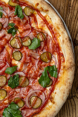 delicious pizza with cheese and vegetables
